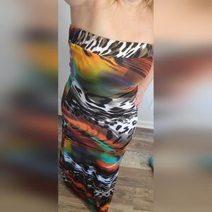 Venus Multicolor Strapless Maxi Dress. Size: S. Excellent Condition